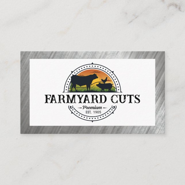 Farmers | Butcher | Barnyard Animals Business Card (Front)