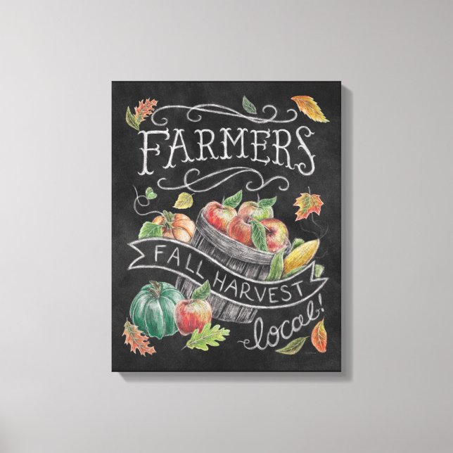 Farmer's Fall Harvest Chalkboard Canvas Print (Front)
