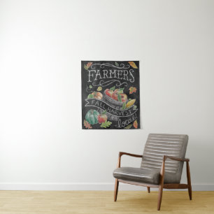 Farmer's Fall Harvest Chalkboard Tapestry