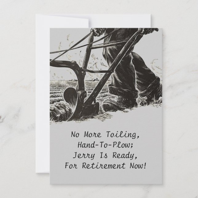 Farmers Farm Plow Farming Retirement Invitations (Front)