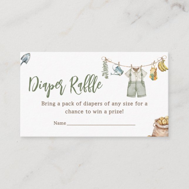 Farmers Locally Grown Baby Shower Diaper Raffle Enclosure Card (Front)