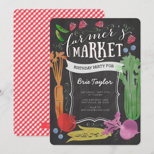 Farmers Marché Anniversaire Fête Invitation (Devant / Derrière)