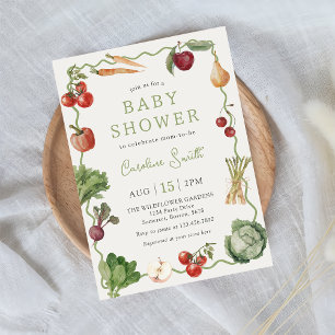 Farmers Marché Baby shower végétal Invitation