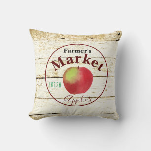 Farmer's market apples sign throw pillow