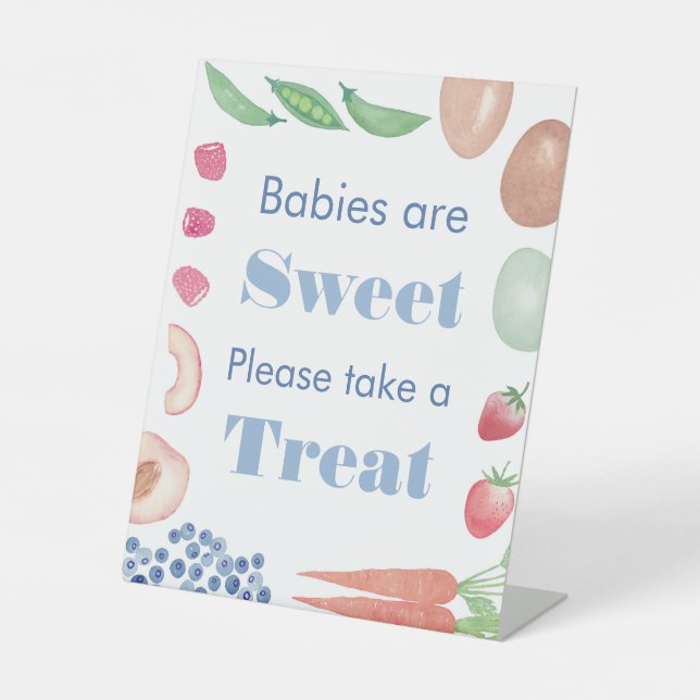 Farmers Market Baby Boy Shower Favour Table Pedestal Sign (Front)