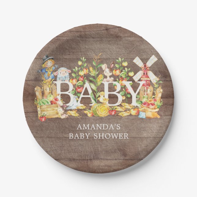 Farmers Market Baby Shower 7" Plate (Front)