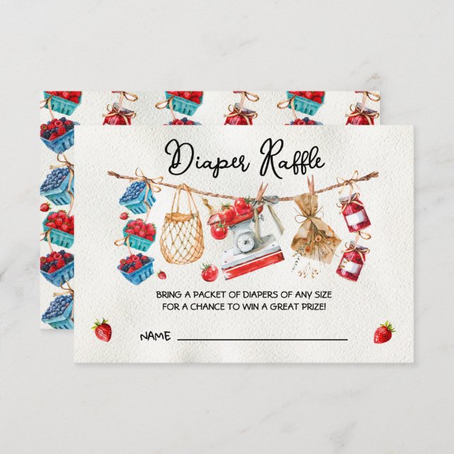 Farmers Market Baby Shower Diaper Raffle card (Front/Back)