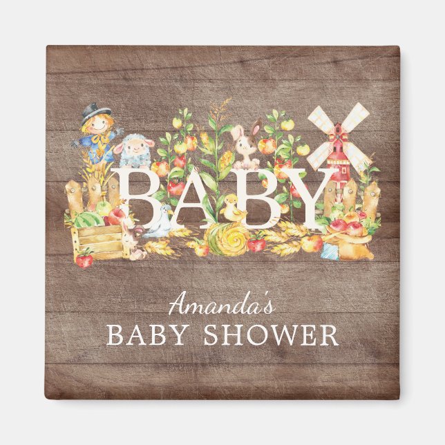 Farmers Market Baby Shower Favour Magnet (Front)
