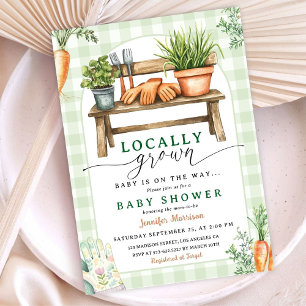 Farmers Market Baby Shower Gender Neutral Gingham Invitation