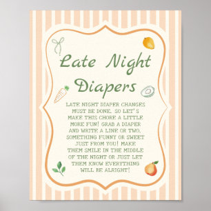 Farmers Market Baby Shower Late Night Diapers Game Poster