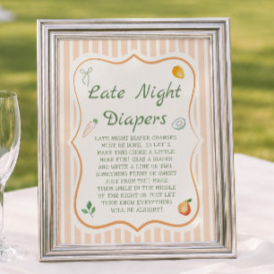 Farmers Market Baby Shower Late Night Diapers Game Poster