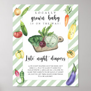 farmers market baby shower - late night diapers poster