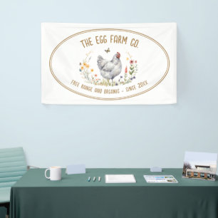 Farmers Market Banner Farm Stand Watercolor Hen
