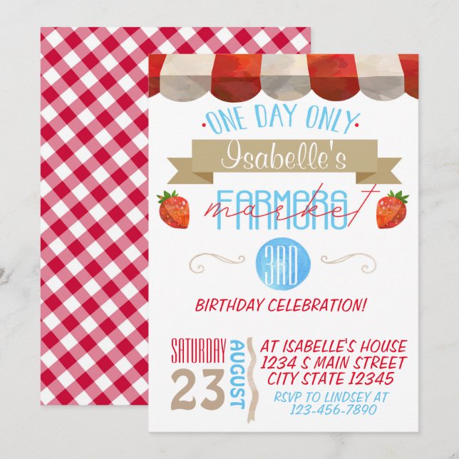 Farmers Market Birthday Invitation (Front/Back)