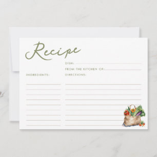 Farmer's Market Bridal Shower Recipe Card