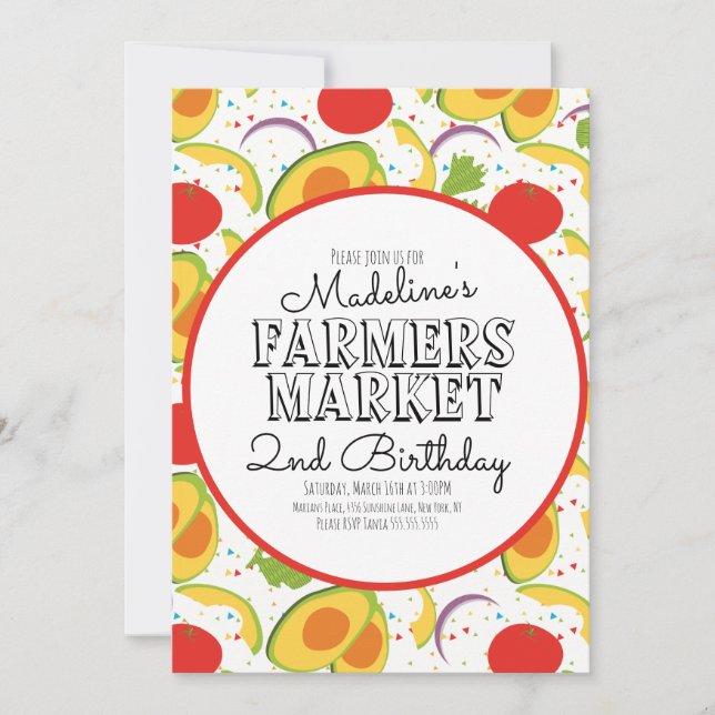 Farmers Market Carrots Vegetables Pattern Invitation (Front)