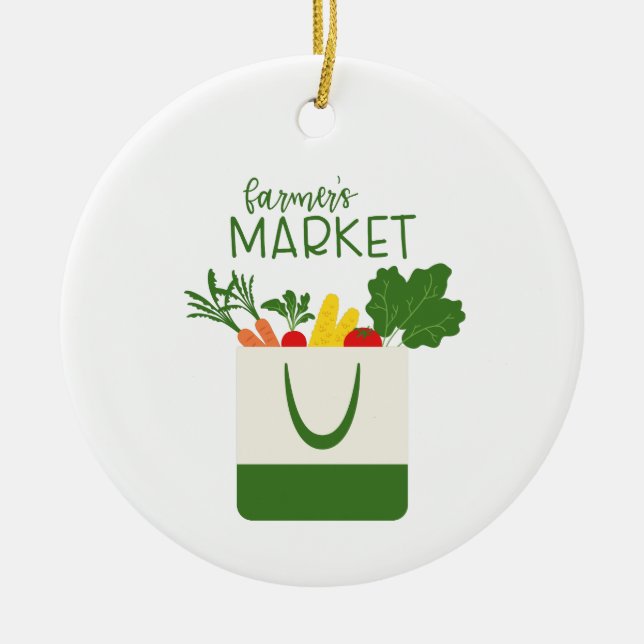 Farmers Market Ceramic Ornament (Front)