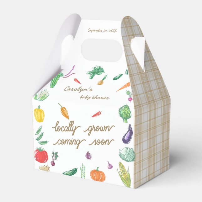 Farmers Market Colourful Vegetable Baby Shower Favor Box (Front Side)