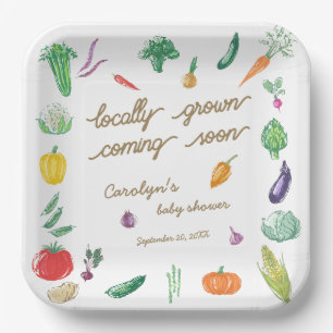 Farmers Market Colourful Vegetable Baby Shower Paper Plate