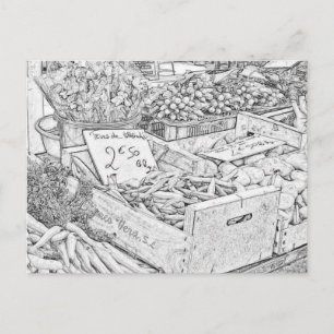 Farmer's Market Colouring Page Postcard
