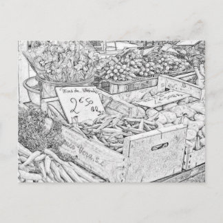 Farmer's Market Colouring Page Postcard