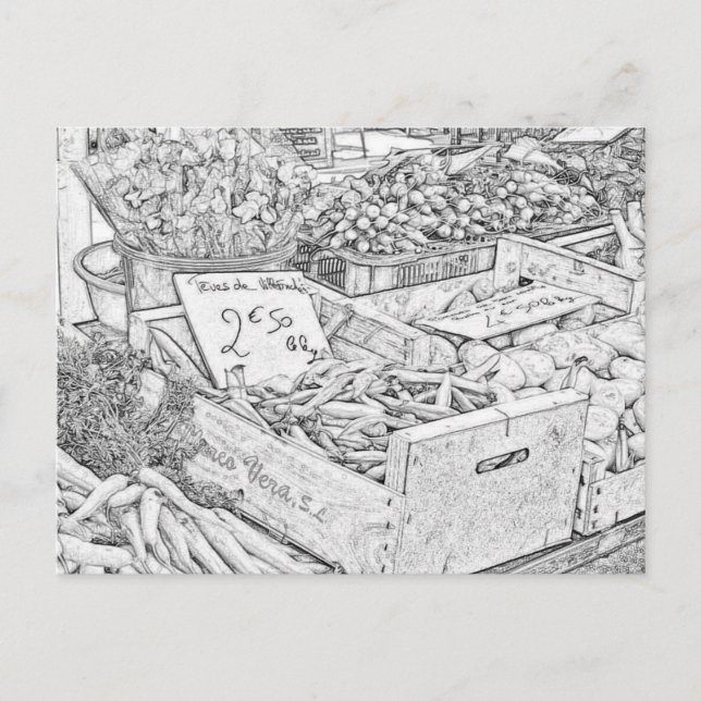 Farmer's Market Colouring Page Postcard (Front)
