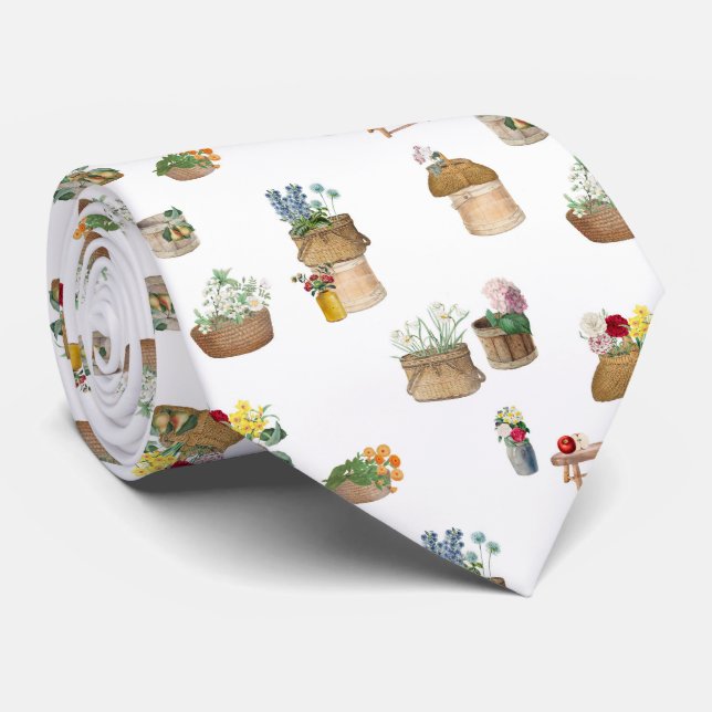 Farmer's Market Flower Baskets Tie (Rolled)