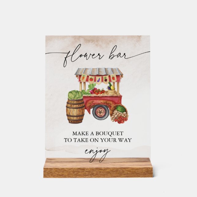 Farmers Market Flower Bouquet Bar Sign (Front)
