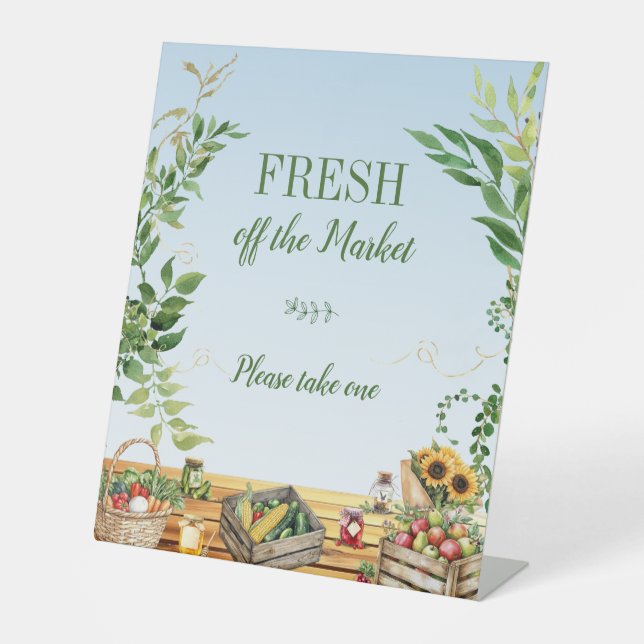 Farmers Market, Fresh off the Market Bridal Shower Pedestal Sign (Front)
