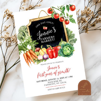 Farmer's Market Gender Neutral First Birthday  Invitation