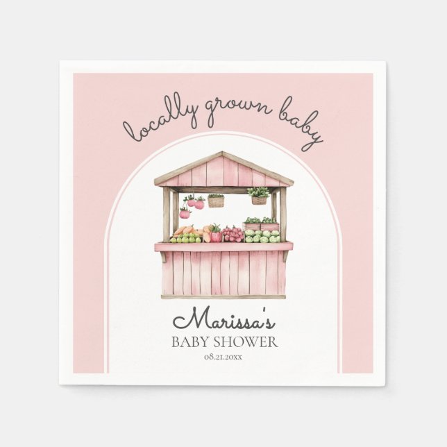 Farmers Market Girl Baby Shower Napkin (Front)