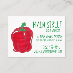 Farmer's Market Greenmarket Red Bell Pepper Veggie Business Card