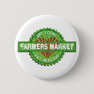 Farmers Market Heart 2 Inch Round Button