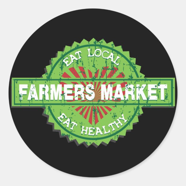 Farmers Market Heart Classic Round Sticker (Front)