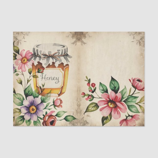 Farmer's Market Honey and Floral Decoupage Tissue Paper (Front)