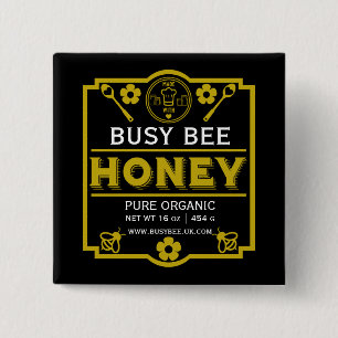 Farmers Market Honey Jar 2 Inch Square Button