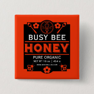 Farmers Market Honey Jar 2 Inch Square Button