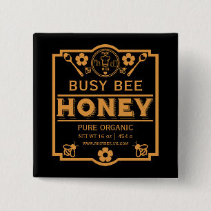 Farmers Market Honey Jar 2 Inch Square Button