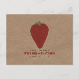 Farmers Market Inspired Save The Date   Strawberry Announcement Postcard