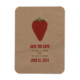 Farmers Market Inspired Save The Date   Strawberry Magnet