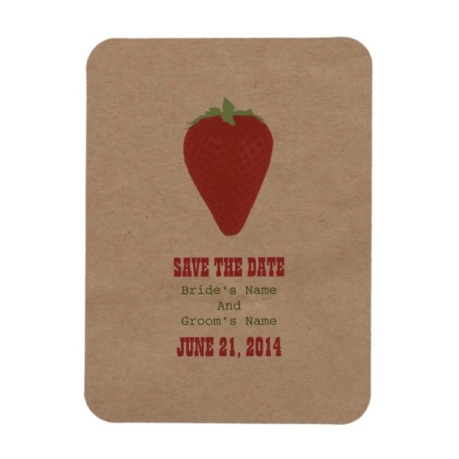 Farmers Market Inspired Save The Date | Strawberry Magnet (Vertical)