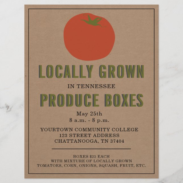 Farmer's Market Local Produce Tomato Flyer (Front)