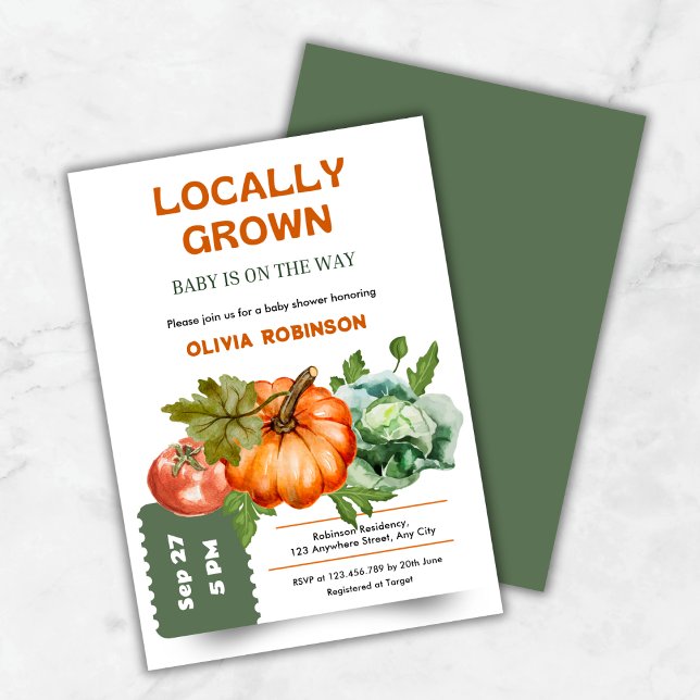 Farmers Market Locally Grown Baby Shower  Invitation (Farmers Market Locally Grown Baby Shower Invitation )