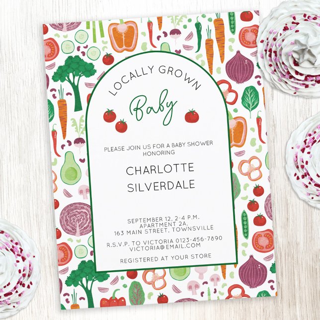 Farmers Market Locally Grown Baby Shower Postcard (Farmers Market Locally Grown Baby personalized baby shower invitation postcard)