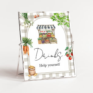 Farmers Market Locally Grown Shower Drinks Sign