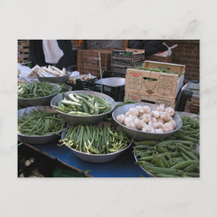 Farmer's market, Louans, Bresse, beans Postcard
