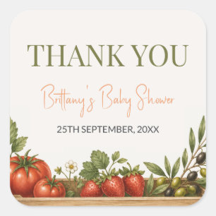 Farmers Market Minimalist Baby Shower Square Sticker