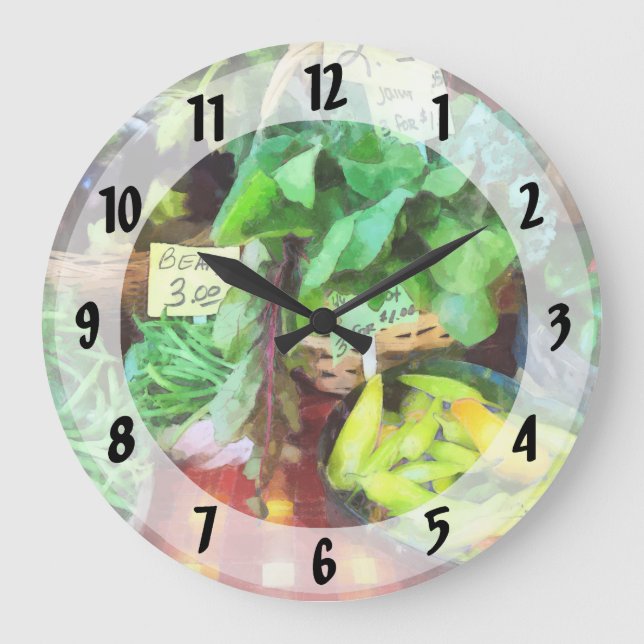 Farmer's Market - Peppers and String Beans Large Clock (Front)