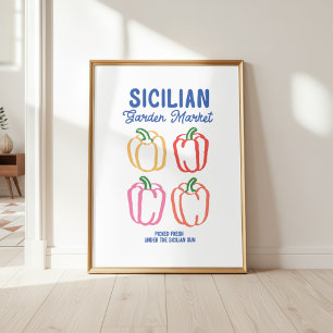 Farmer's Market Peppers Kitchen Wall Art