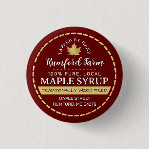 Farmer's Market Promotional Maple Syrup Gold Leaf 1 Inch Round Button